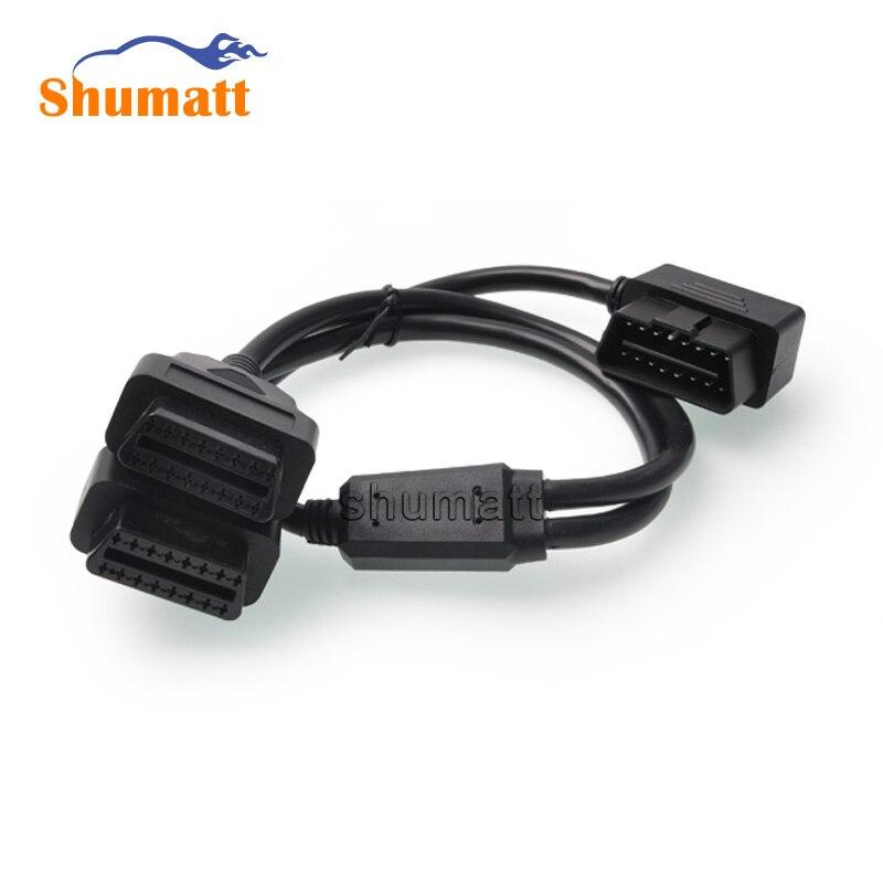 Auto Diagnostic Cable L Type 90 Degree Standard OBD2 II 16Pin Male to Female 1 in 2 Extension Cables Vehicle Adapter Connector